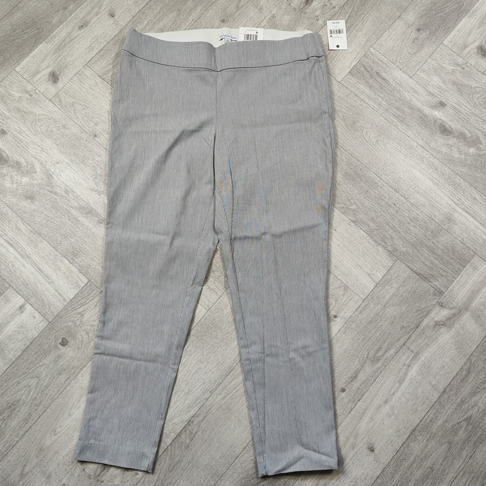 Nwts! Ophelia Roe Size 1X Striped Pants Ankle Length Skinny Pull On Mid Rise